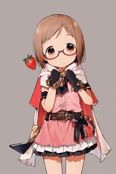 25803-833809848-Matsuri Sakuragi,1girl,solo,fruit,strawberry,glasses,cape,gloves,food,brown hair,belt,short hair,o,_lora_Ichigo Mashimaro_XL_0.8.png